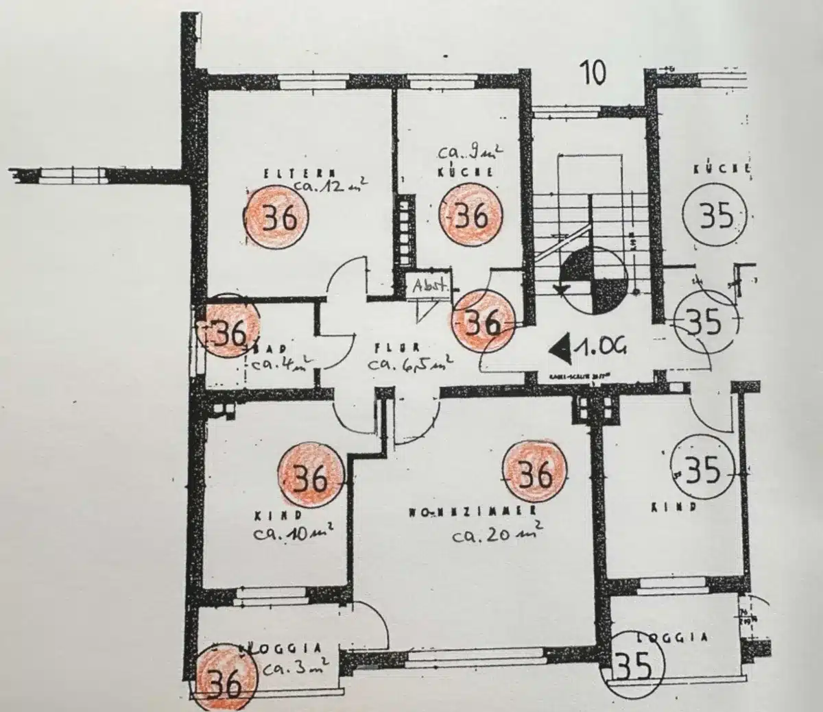 Grundriss 1.OG Wohnung Nr. 36